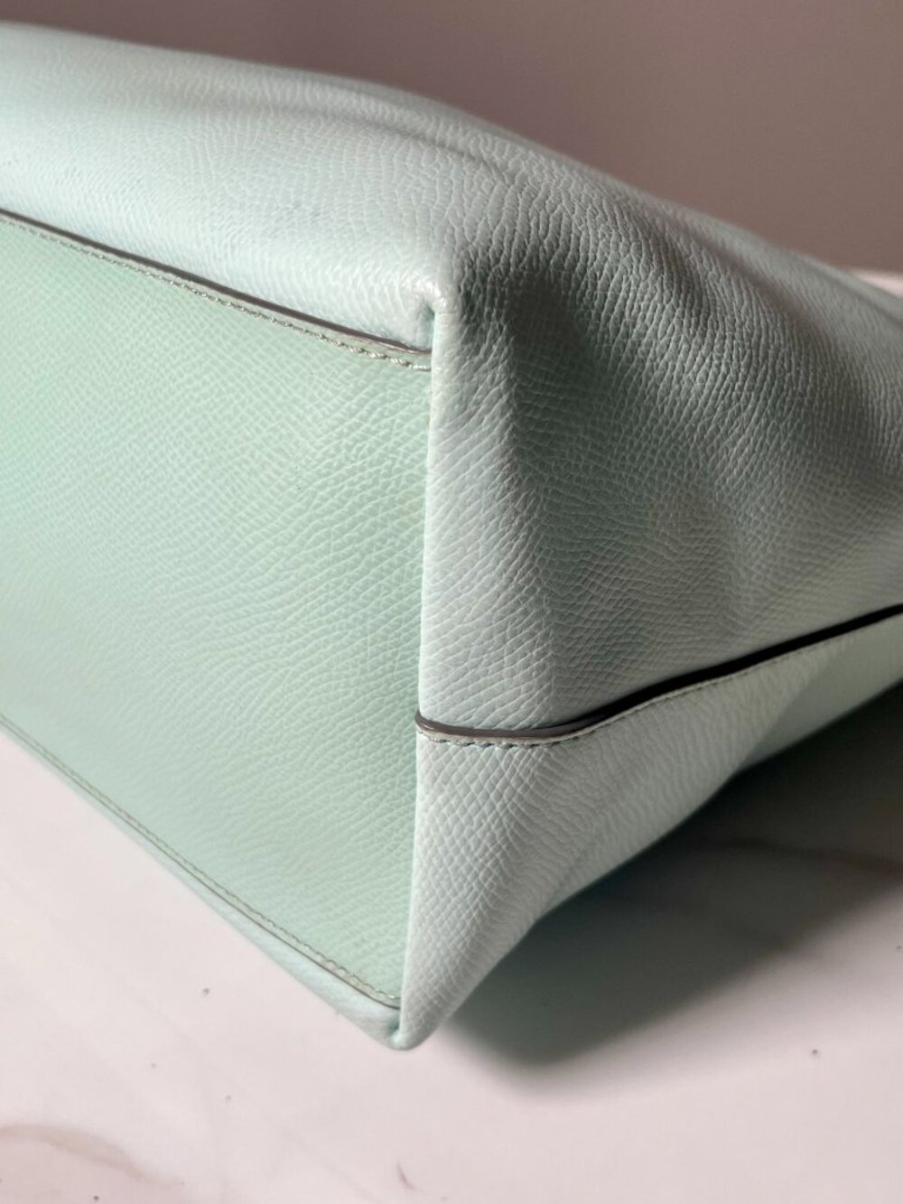 Coach City Zip Tote Seafoam Green Pebbled Leather Tote Shoulder Bag + COA - Picture 9 of 16